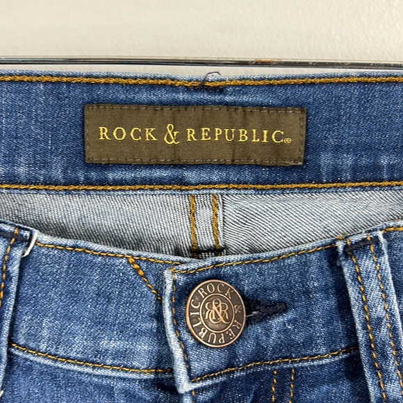 Rock & Republic Banshee Sequin Distressed Mid Rise Women’s Jeans Size 4 Blue - Picture 4 of 8